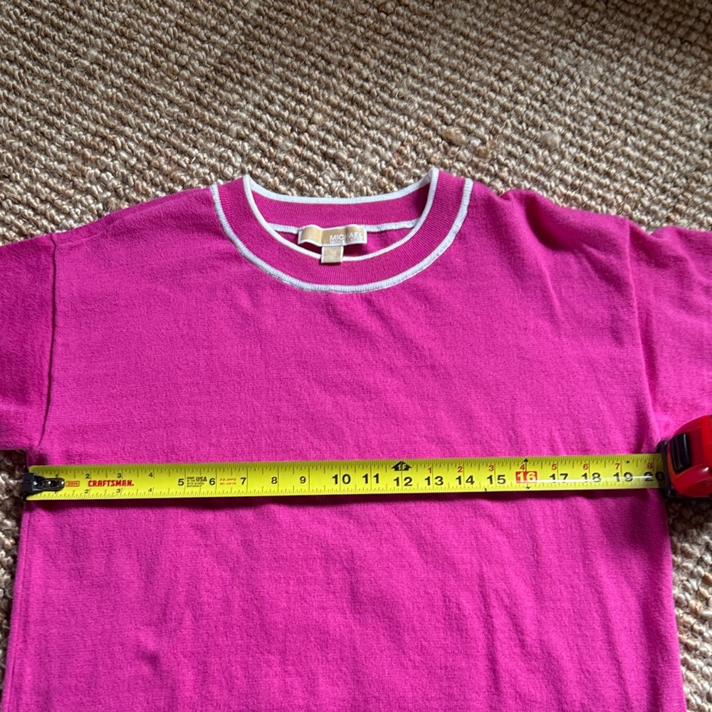 ⚜️ MICHAEL KORS Women’s Fuchsia Short Sleeve Sweater Size Small ⚜️ - Picture 9 of 15
